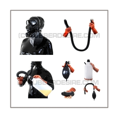 Deluxe GP7 gasmask-zipperhood-system ULTIMATE-G with tube-set, sniffdildo, inhaler-set and rebreathing-bag-set